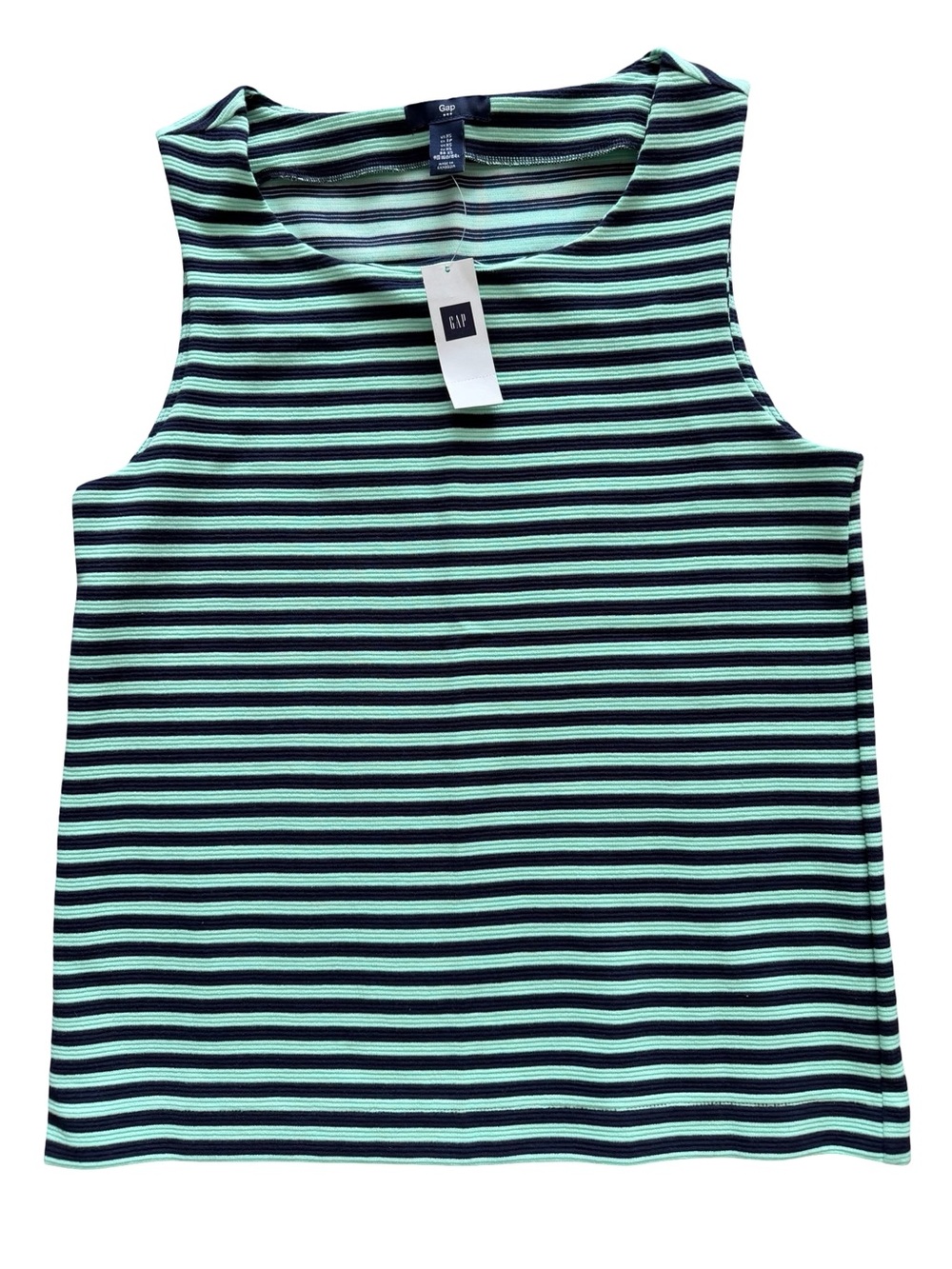 GAP Women’s Mint Green and Navy Striped Sleeveless Tank Size XS